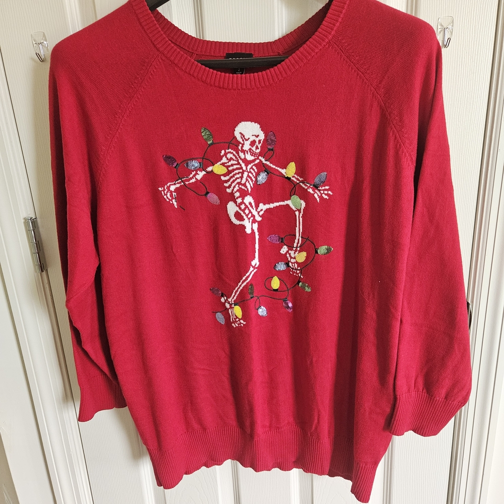 Torrid Red Festive Skeleton Sweater